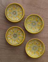 Handmade Geometrical Design Yellow and White Plate 4inch
