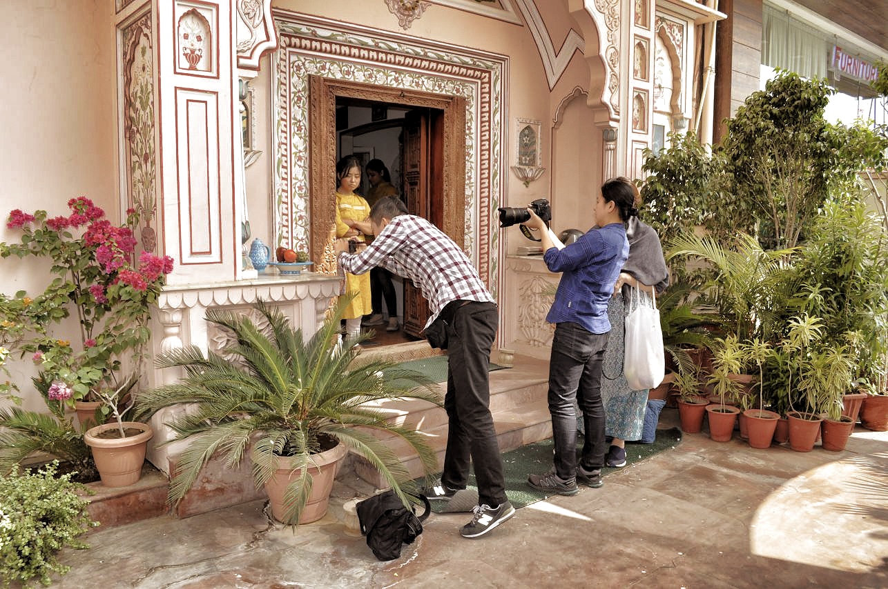 Group shooting the products for their magazine