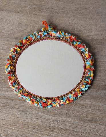 KALBELIYA HANDMADE MIRROR 8" WITH COTTON THREAD WORK