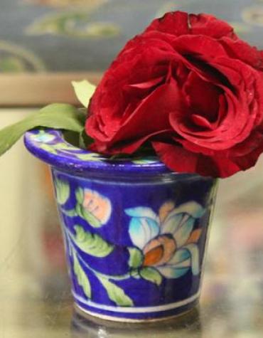 ROUND BLUE 3" PLANTER-1