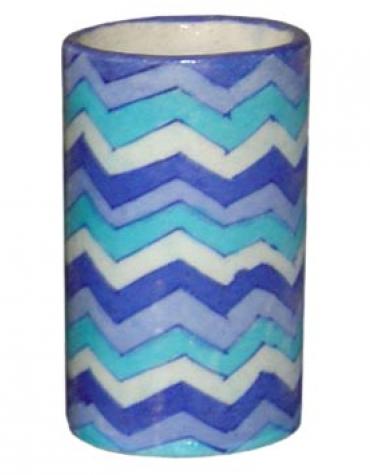 Blue, White and Turquoise Cylinder 4 inches