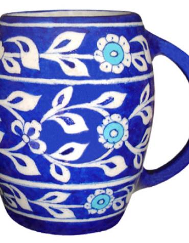 Blue and White Floral Design Beer Mug