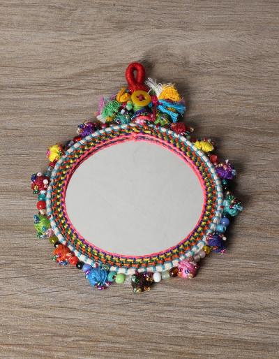 KALBELIYA HANDMADE MIRROR 4 INCHES WITH COTTON COTTON BALL WORK