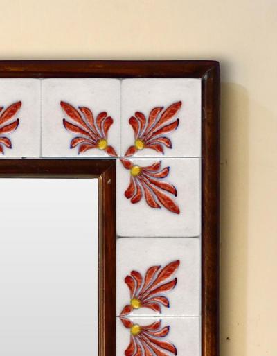 White base embossed Tile Mirror 12" x 16"