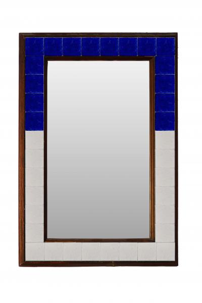 Solid Blue and White base Tiled Mirror 16" x 24"