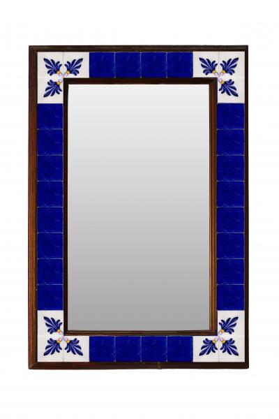 Absolute Blue and White base Floral Tiled Mirror 16" x 24"
