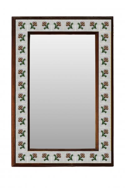White Floral Embossed Tiled Mirror 16" x 24"