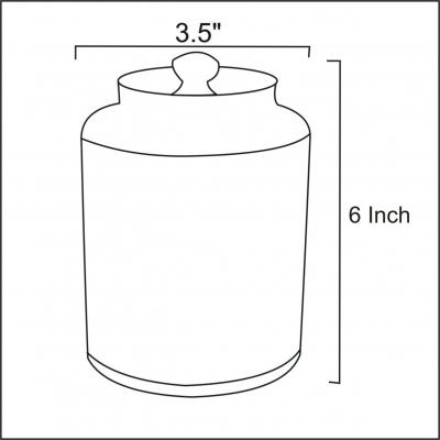 Jaipur Blue Pottery Handmade Jar 6 inches with lid  - Yellow base with Blue flower