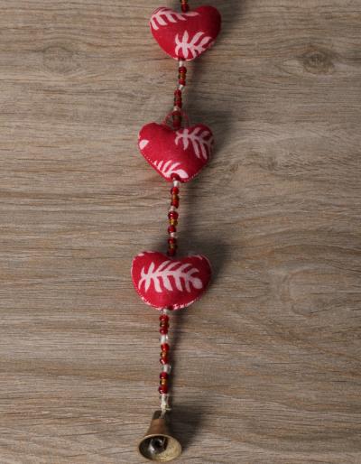 HANDMADE 15 HEART STRING - COTTON CLOTH - RED COLOR