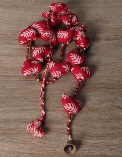 HANDMADE 15 HEART STRING - COTTON CLOTH - RED COLOR
