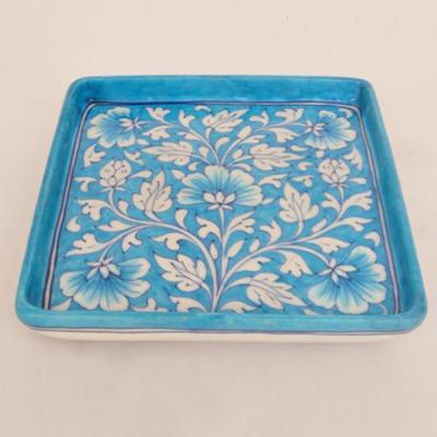 White Floral Motif On Turquiose Base Bathroom Set (5 pieces)