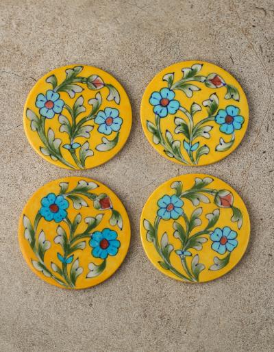 Neerja Coaster Yellow Floral Design NPC 25