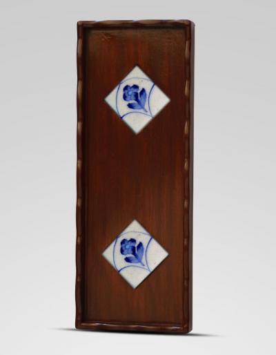 Neerja Wooden Blue Pottery Tile Tray 13x5 inch