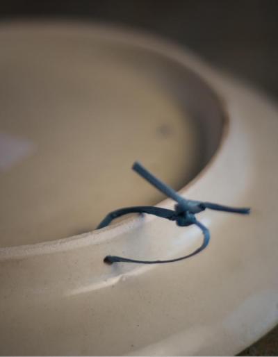 Jaipur Blue Pottery Handmade Wall Plate 12 inches  with Yellow Geometric  design 