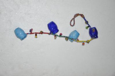 JAIPUR BLUE POTTERY JUG HANGING WITH KALBELIYA WORK - BLUE/TURQUOISE