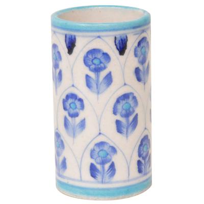 Turquoise, Blue and White Design Cylinder 4 inches