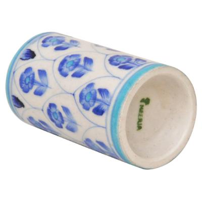 Turquoise, Blue and White Design Cylinder 4 inches