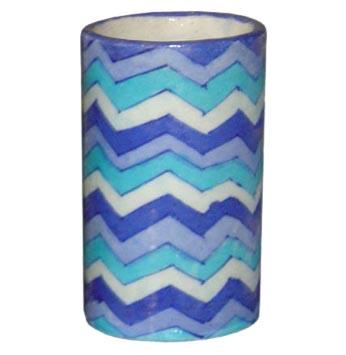 Blue, White and Turquoise Cylinder 4 inches