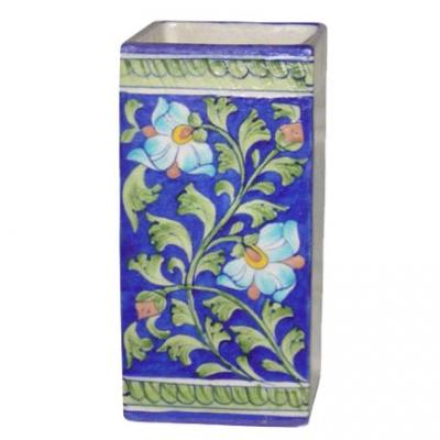 Neerja Square Shape Blue Pottery Cylinder 8 inches