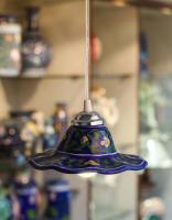 Blue Base with Green Leaves Hanging Lamp